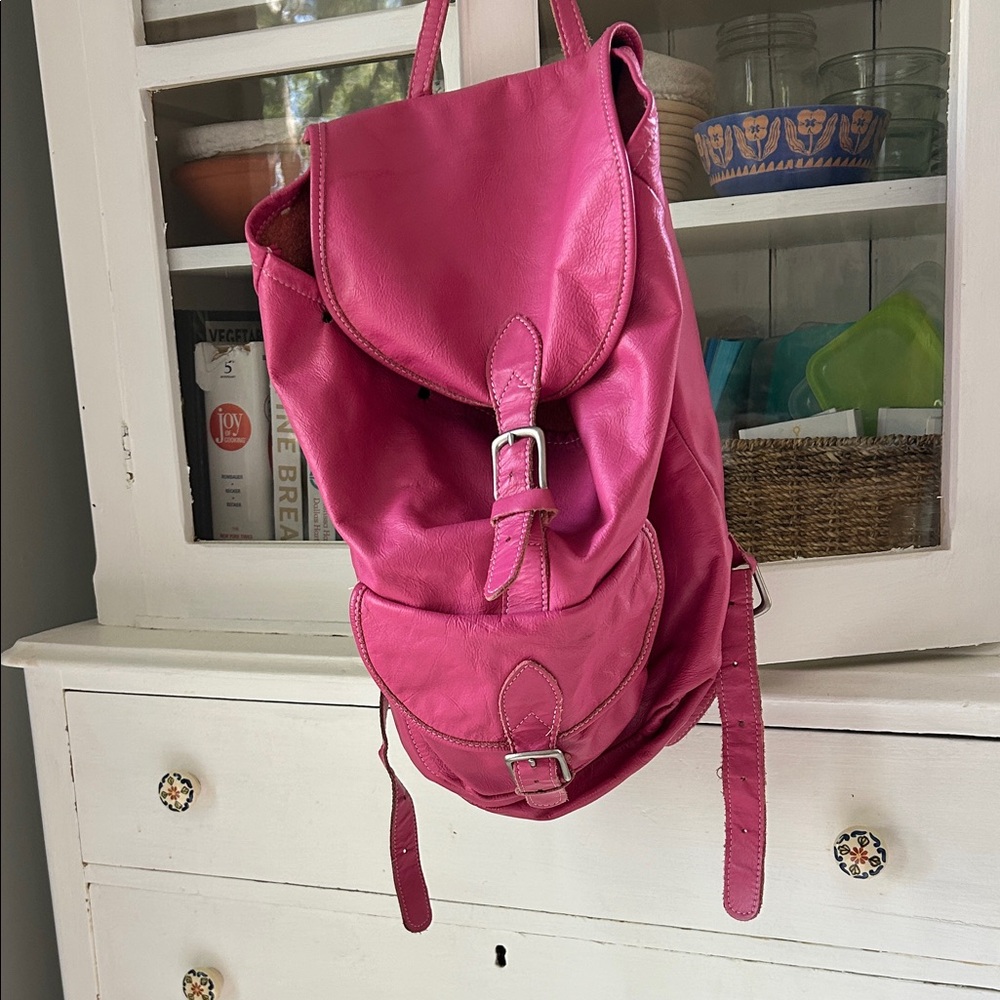 Pink Leather Backpack